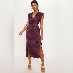 Satin Geometric Midi Dress